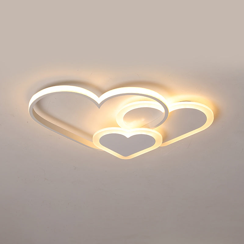 Contemporary Acrylic Led Flush Ceiling Light Fixture - Loving Heart Design For Bedrooms White /