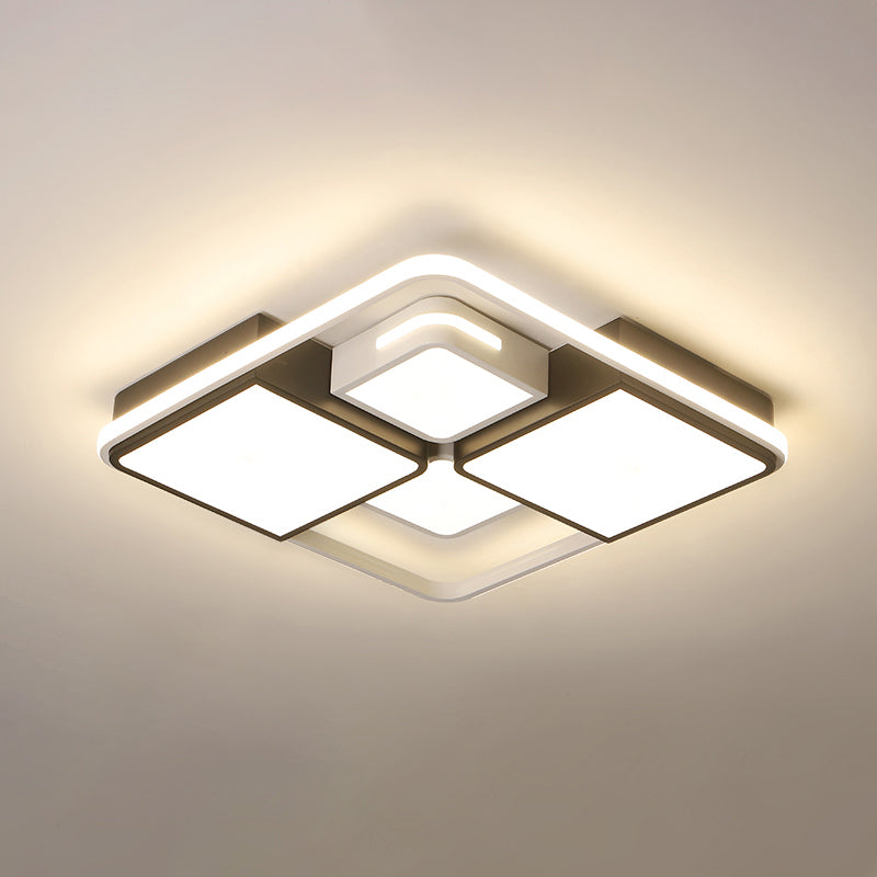 Contemporary Acrylic Led Ceiling Light For Living Room In Black-White White / 16 Third Gear
