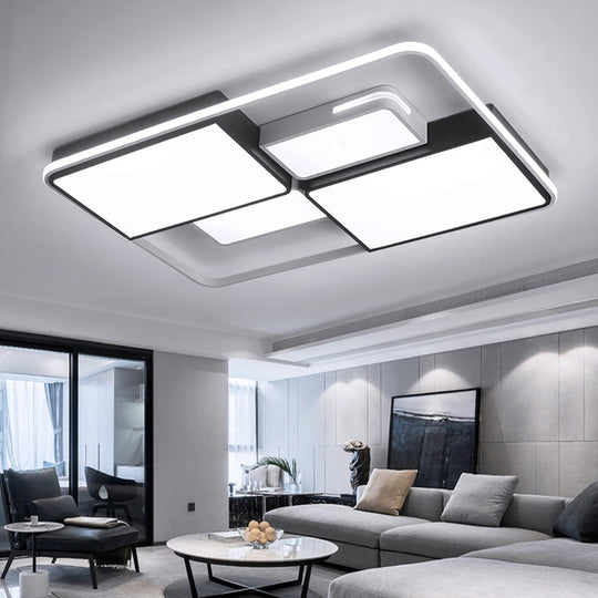 Contemporary Acrylic Led Ceiling Light For Living Room In Black - White