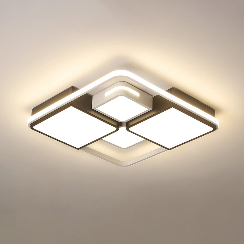 Contemporary Acrylic Led Ceiling Light For Living Room In Black - White White / 19.5’ Third Gear