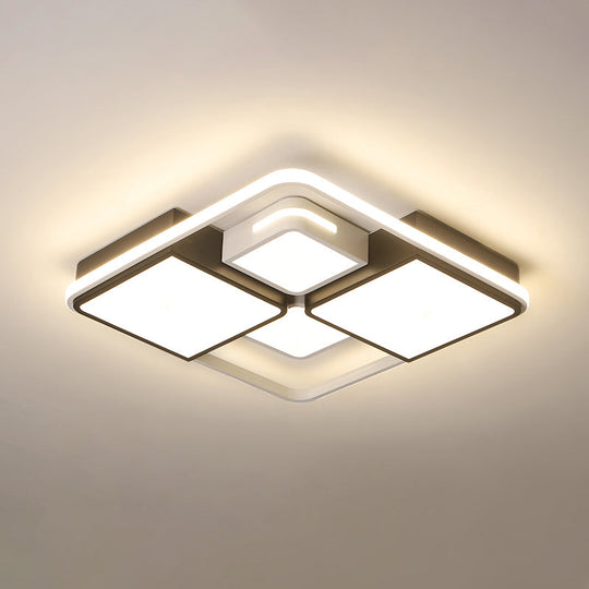 Contemporary Acrylic Led Ceiling Light For Living Room In Black-White White / 19.5 Third Gear