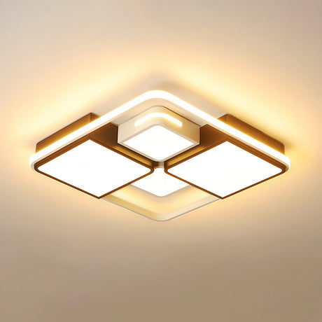 Contemporary Acrylic Led Ceiling Light For Living Room In Black-White White / 16 Warm