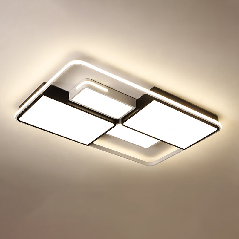 Contemporary Acrylic Led Ceiling Light For Living Room In Black-White White / 47.5 Third Gear