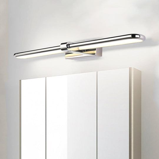 Modern Stainless Steel Led Wall Lamp With Acrylic Oval Shade - Chrome Vanity Lighting Fixture