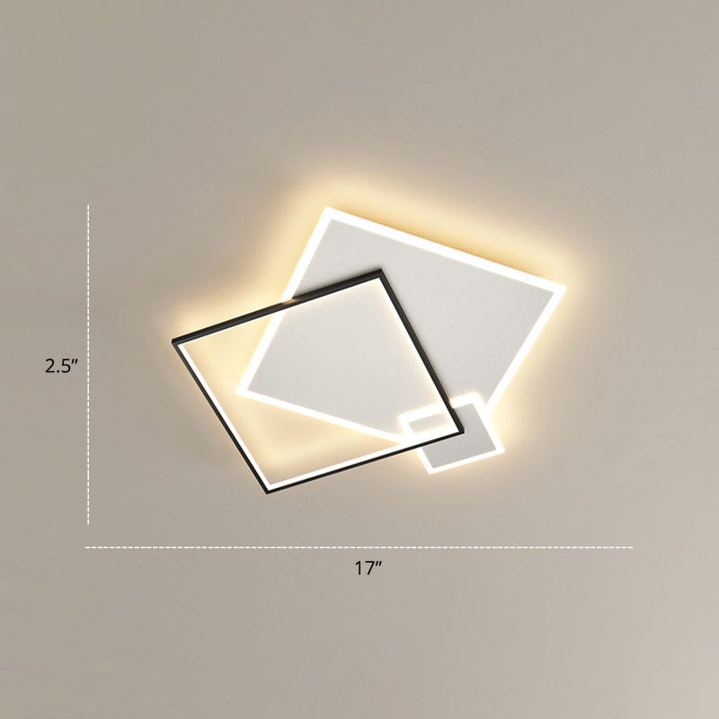 Contemporary Led Flush Mount Metal Ceiling Light For Bedrooms Black - White / 16’ Square Plate