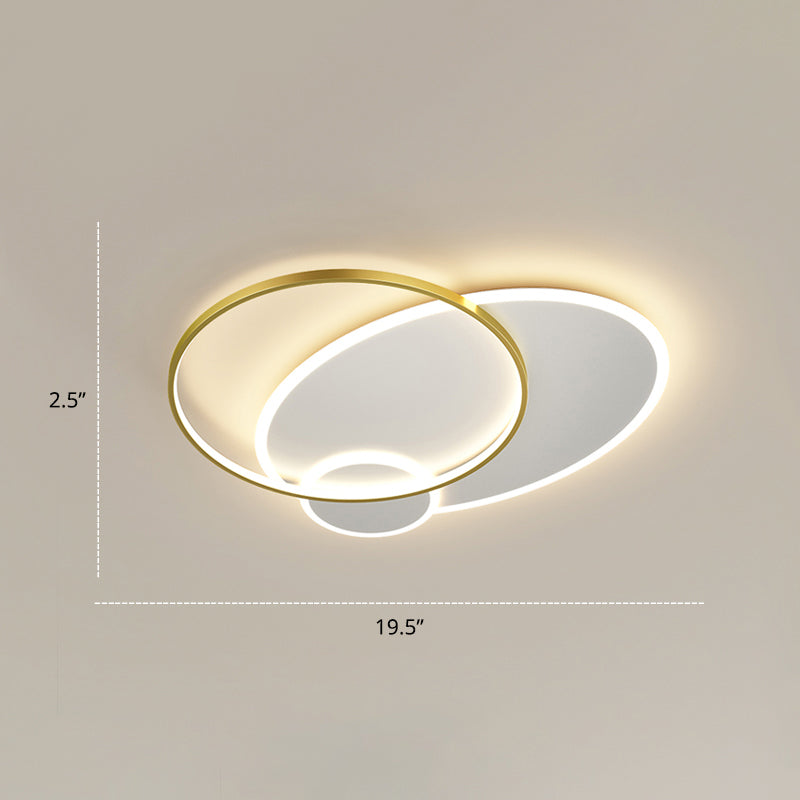 Contemporary Led Flush Mount Metal Ceiling Light For Bedrooms White - Gold / 19.5’ Round