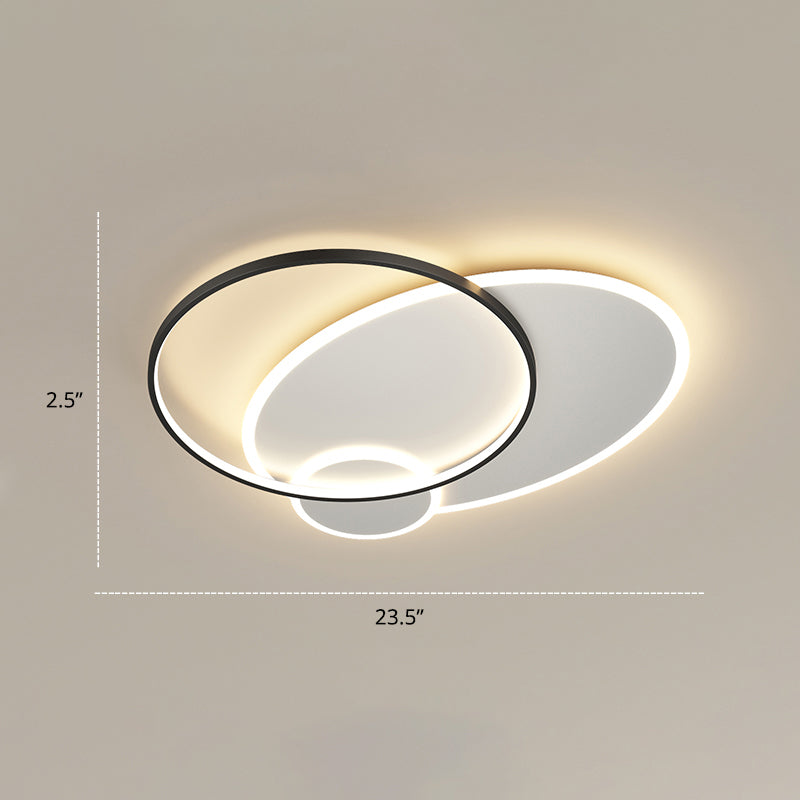 Contemporary Led Flush Mount Metal Ceiling Light For Bedrooms Black - White / 23.5’ Round