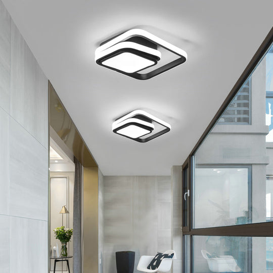 Modern Black Aluminum Led Flush Mount Ceiling Light For Foyer