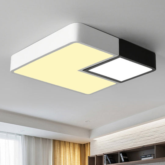 Simple Metal Square Flush Mount Led Ceiling Light Fixture For Living Room In Warm/White -