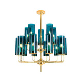 Glass Brass Finish Chandelier Light For Modern Living Room