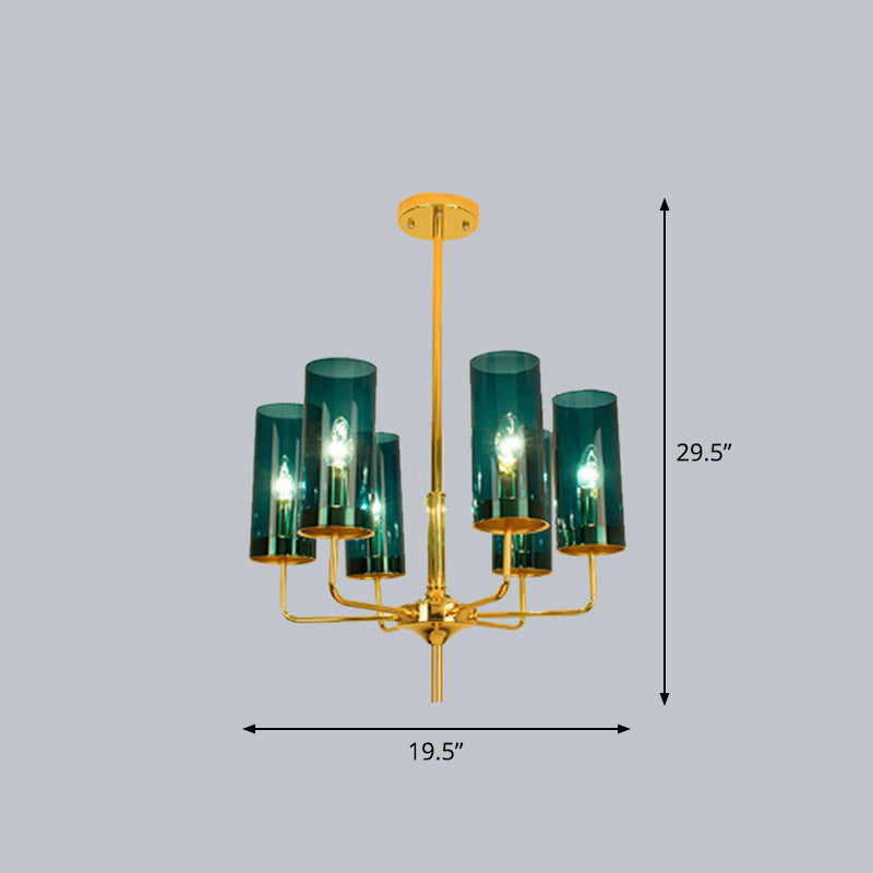 Glass Brass Finish Chandelier Light For Modern Living Room 8 / Tan