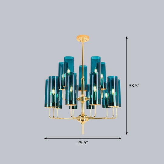 Glass Brass Finish Chandelier Light For Modern Living Room