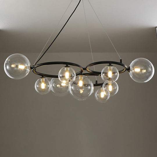 Nordic Style Glass Circles Chandelier: Sleek Suspended Lighting Fixture For Bedrooms 9 / Black Clear
