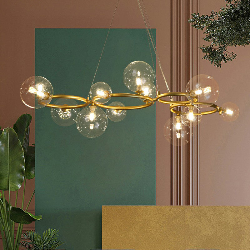 Nordic Style Glass Circles Chandelier: Sleek Suspended Lighting Fixture For Bedrooms 12 / Gold Clear
