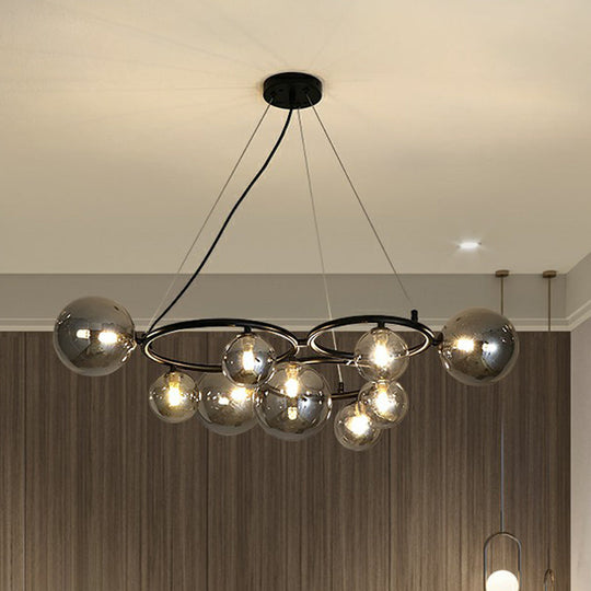Nordic Style Glass Circles Chandelier: Sleek Suspended Lighting Fixture For Bedrooms