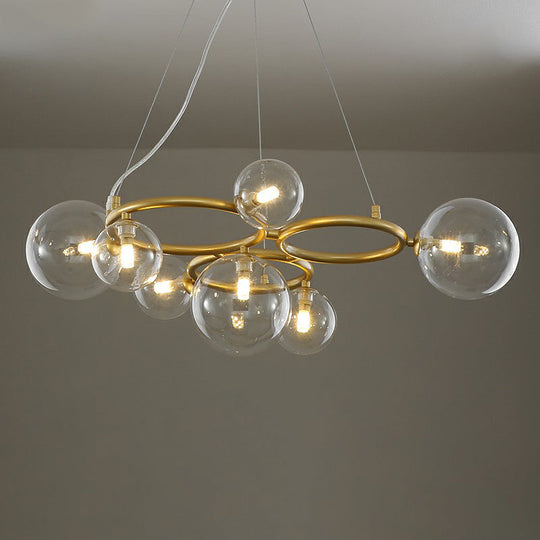 Nordic Style Glass Circles Chandelier: Sleek Suspended Lighting Fixture For Bedrooms 7 / Gold Clear
