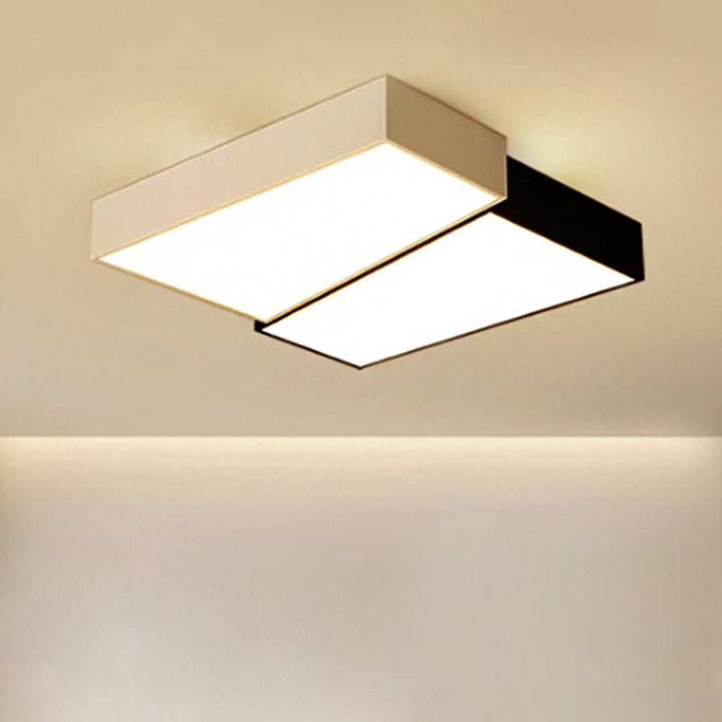 Sleek Square Flush Mount Led Ceiling Light In Black & White Warm/White Black-White / 16.5’ Warm