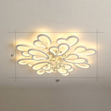 White Flower Flush Ceiling Light - Led Acrylic Lamp With Crystal Ball 13 /