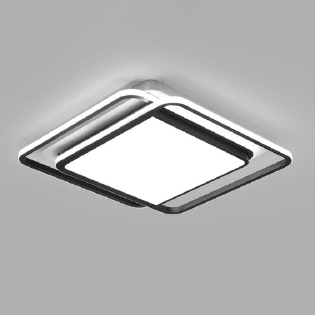 Modern Black Aluminum Led Bedroom Flushmount Ceiling Light - Square Shape / 20.5