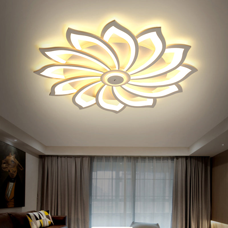 Simplicity Sunflower Led Flush Mount Ceiling Light Fixture In White - Perfect For Living Room
