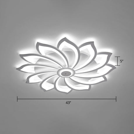 Simplicity Sunflower Led Flush Mount Ceiling Light Fixture In White - Perfect For Living Room 12 /