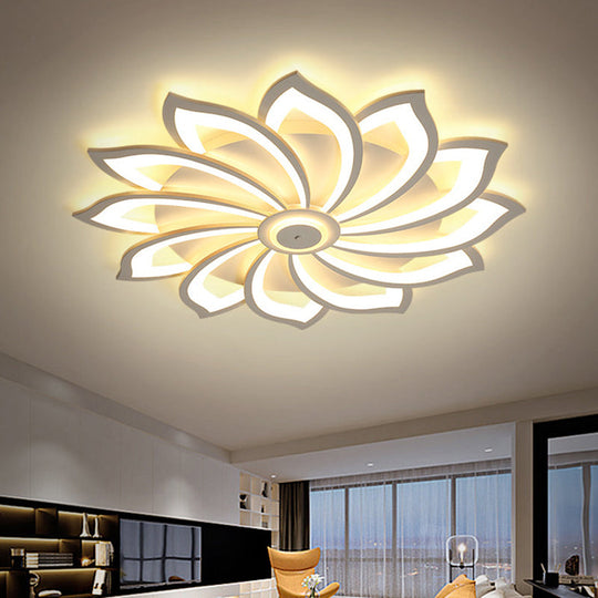 Simplicity Sunflower Led Flush Mount Ceiling Light Fixture In White - Perfect For Living Room