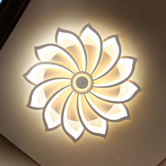 Simplicity Sunflower Led Flush Mount Ceiling Light Fixture In White - Perfect For Living Room