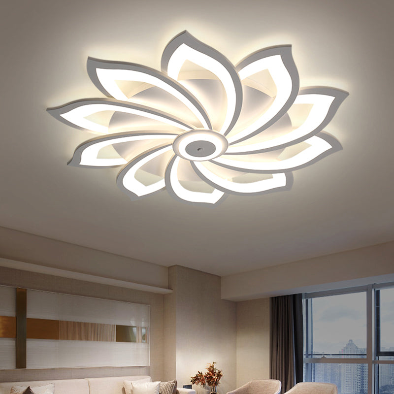 Simplicity Sunflower Led Flush Mount Ceiling Light Fixture In White - Perfect For Living Room
