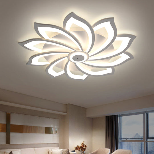 Simplicity Sunflower Led Flush Mount Ceiling Light Fixture In White - Perfect For Living Room