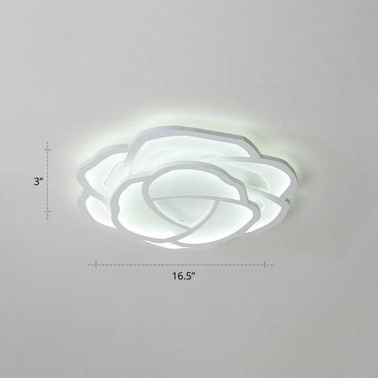 Minimalist Flushmount Led Ceiling Light For Bedroom - White Rose Acrylic Surface Mount / 16.5’