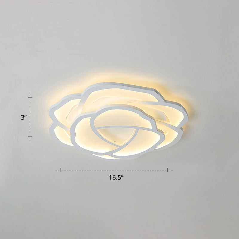 Minimalist Flushmount Led Ceiling Light For Bedroom - White Rose Acrylic Surface Mount / 16.5 Warm