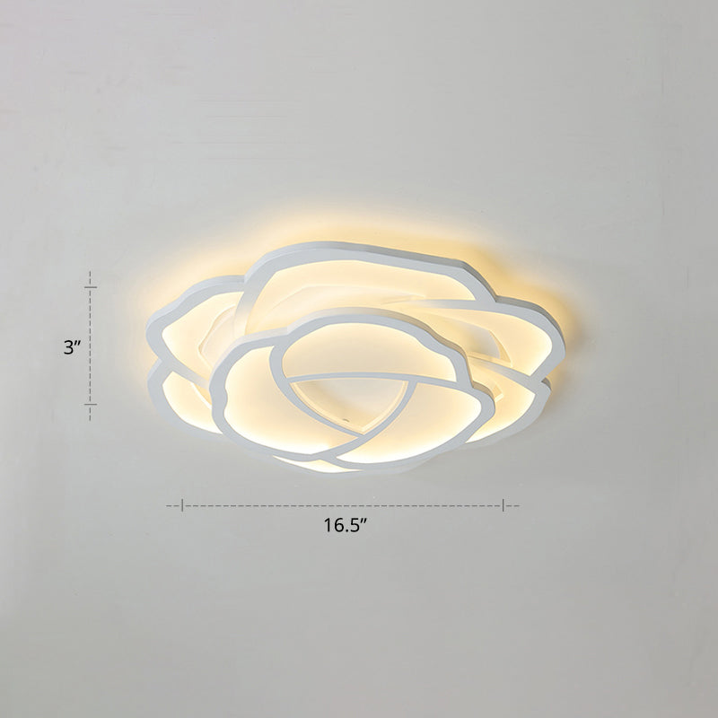 Minimalist Flushmount Led Ceiling Light For Bedroom - White Rose Acrylic Surface Mount / 16.5 Third