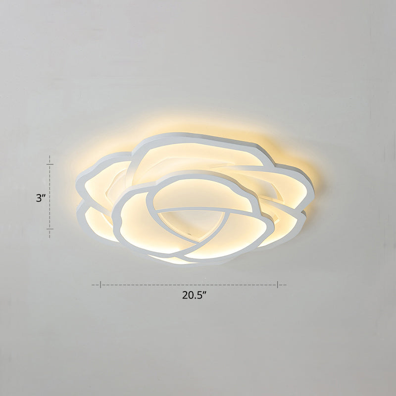 Minimalist Flushmount Led Ceiling Light For Bedroom - White Rose Acrylic Surface Mount / 20.5 Warm