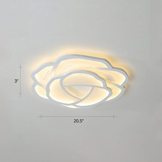 Minimalist Flushmount Led Ceiling Light For Bedroom - White Rose Acrylic Surface Mount / 20.5 Third