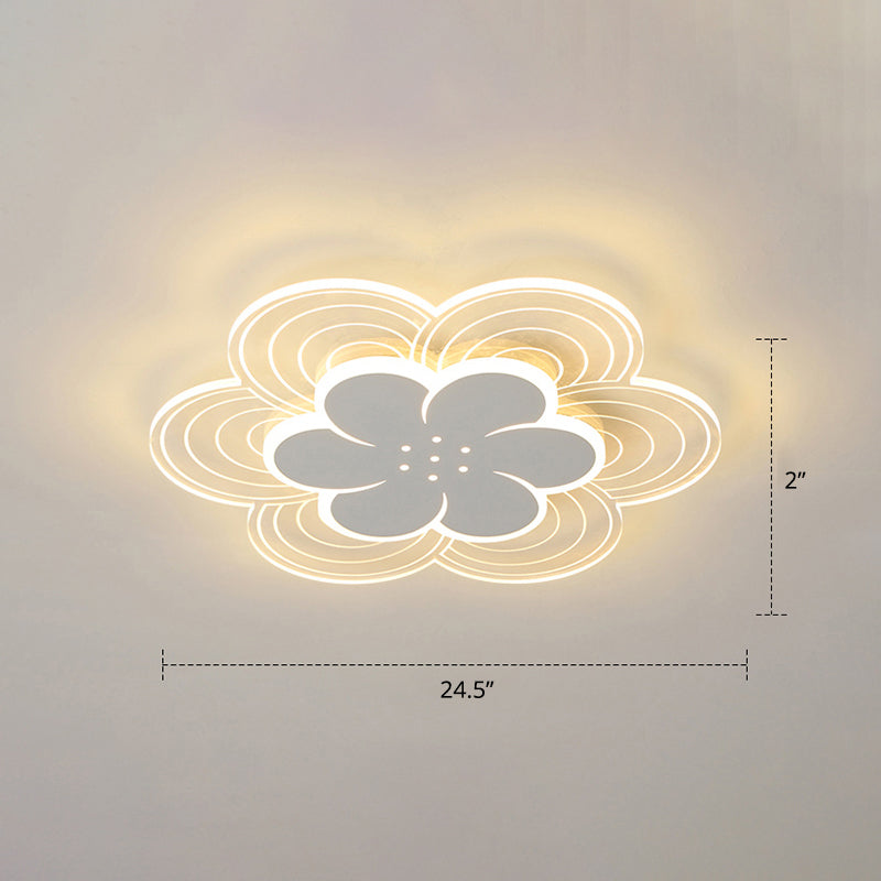 White Flower Flush Mount Led Light For Bedroom / 24.5 Warm