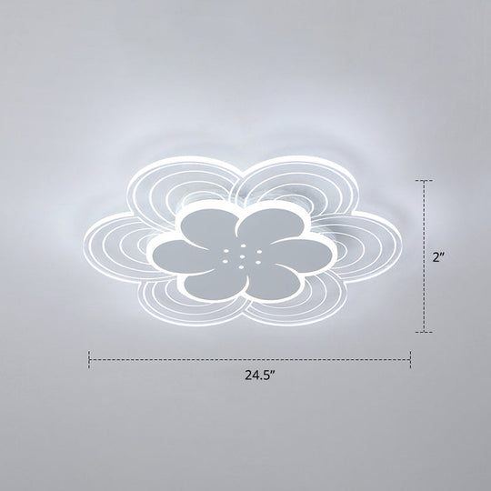White Flower Flush Mount Led Light For Bedroom / 24.5’