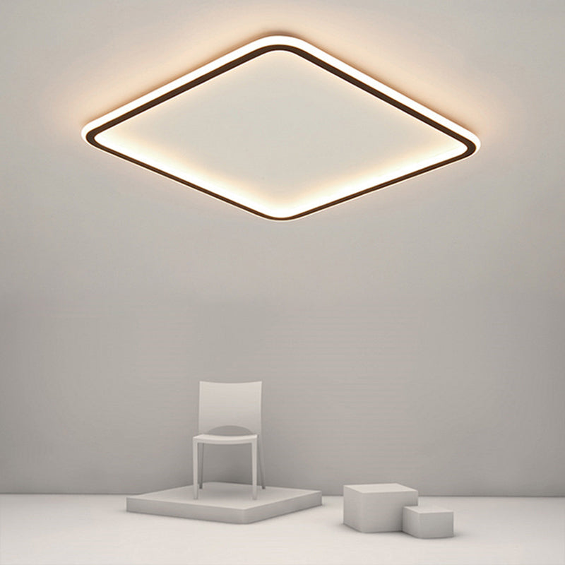 Minimalist Black Metal Flush Mount Ceiling Lamp With Square Ultrathin Led - Perfect For Bedrooms
