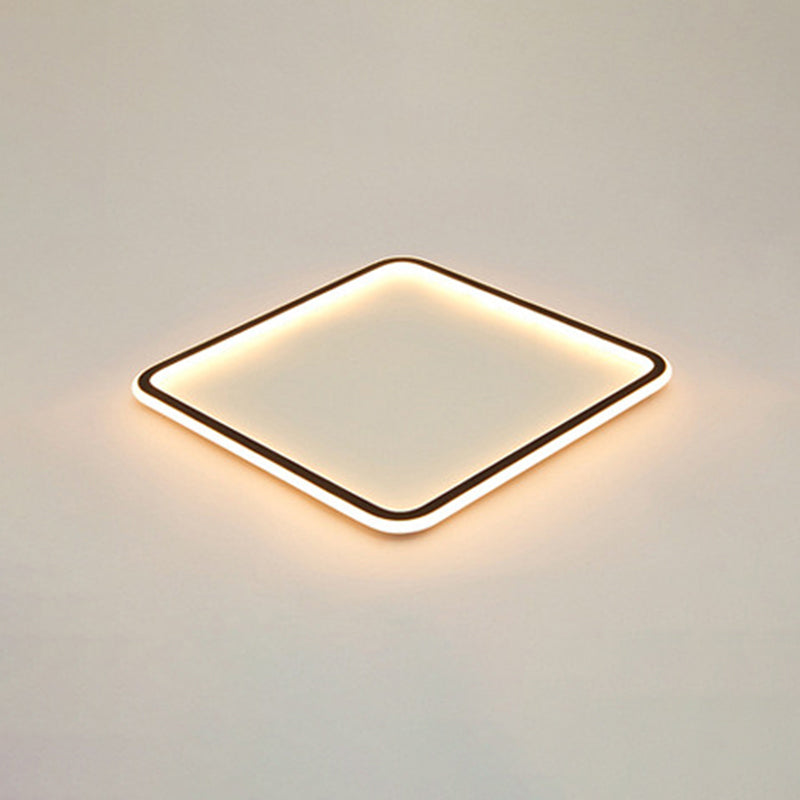 Minimalist Black Metal Flush Mount Ceiling Lamp With Square Ultrathin Led - Perfect For Bedrooms