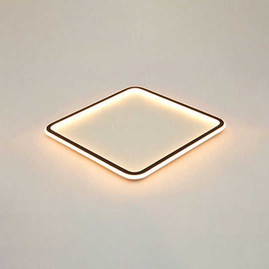 Minimalist Black Metal Flush Mount Ceiling Lamp With Square Ultrathin Led - Perfect For Bedrooms