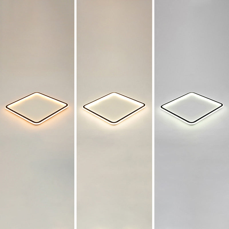 Minimalist Black Metal Flush Mount Ceiling Lamp With Square Ultrathin Led - Perfect For Bedrooms /