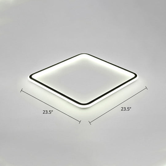 Minimalist Black Metal Flush Mount Ceiling Lamp With Square Ultrathin Led - Perfect For Bedrooms /