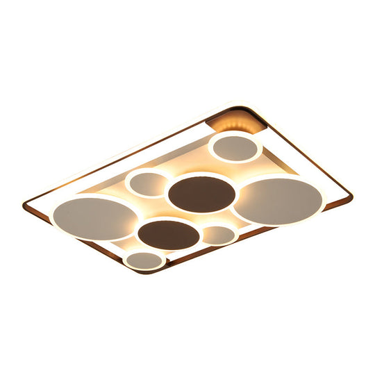 Nordic Coffee Led Flush Mount Metal Circles Ceiling Light For Living Room