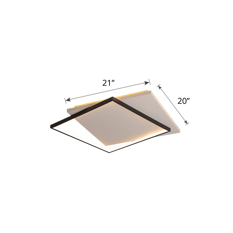Simplicity Square Led Flush Mount Ceiling Light For Living Room - White-Black Acrylic Design White /