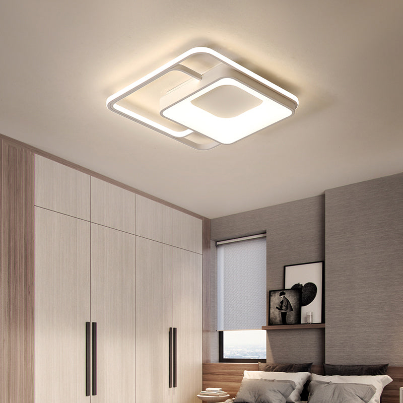 Minimalistic White Led Flush Mount Ceiling Lamp For Bedrooms