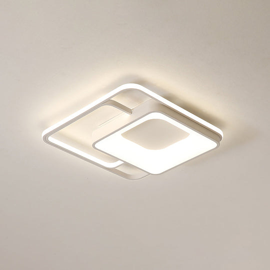Minimalistic White Led Flush Mount Ceiling Lamp For Bedrooms / 19.5 Third Gear