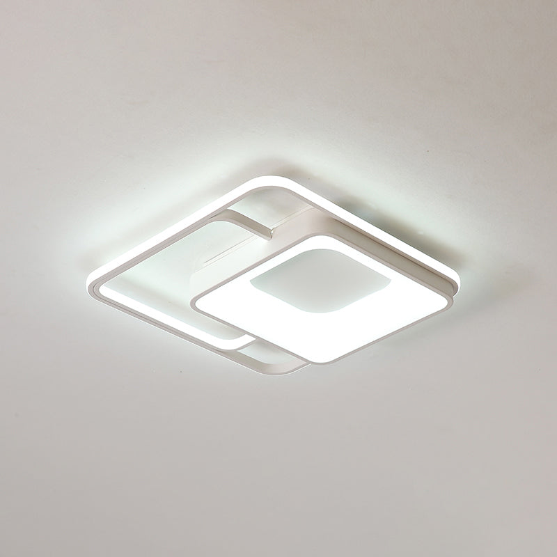 Minimalistic White Led Flush Mount Ceiling Lamp For Bedrooms / 19.5’