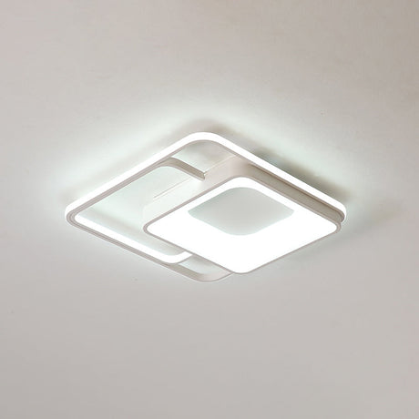 Minimalistic White Led Flush Mount Ceiling Lamp For Bedrooms / 19.5