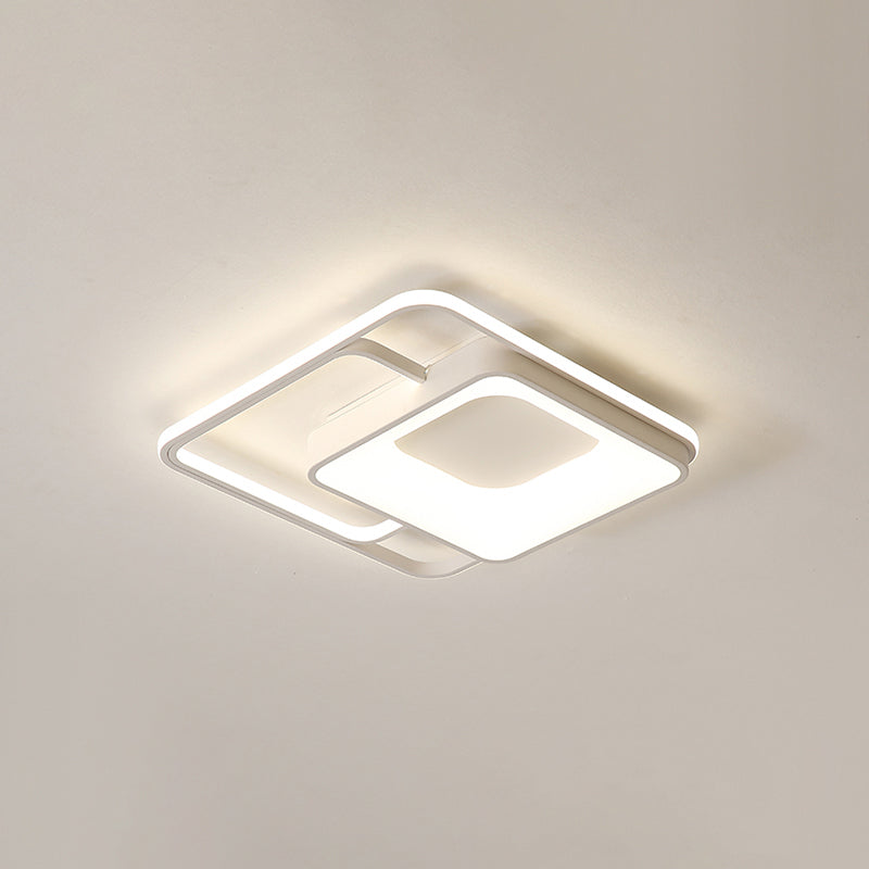 Minimalistic White Led Flush Mount Ceiling Lamp For Bedrooms / 16 Third Gear