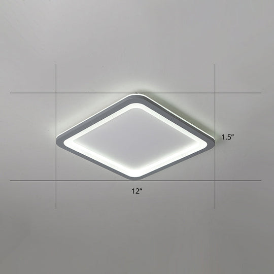 Super Thin Grey Nordic Metal Led Ceiling Light - Ideal For Living Room Surface Mounted / 12’