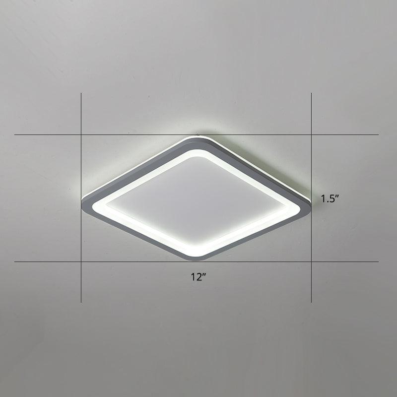 Super Thin Grey Nordic Metal Led Ceiling Light - Ideal For Living Room Surface Mounted / 12